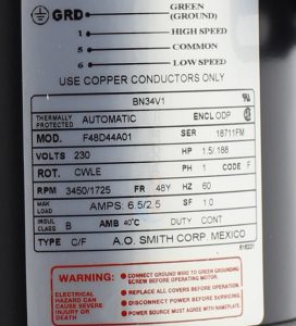 spa pump motor label