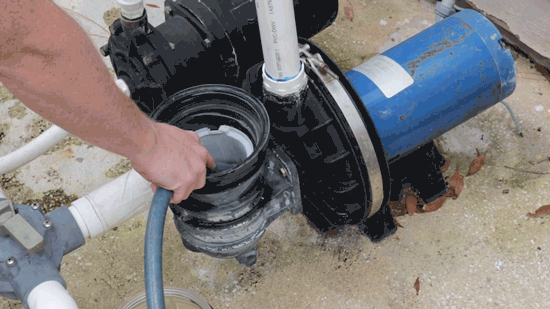 How To Drain and Clean A Swimming Pool - prime the pool pump