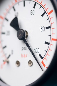 a pressure gauge showing high pressure