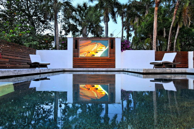 Contemporary Pool With TV