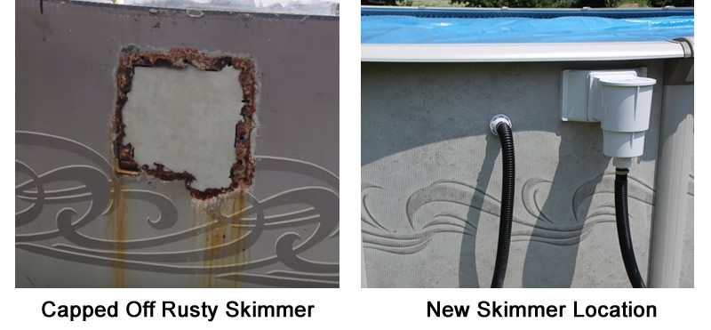 rust around above ground pool skimmer