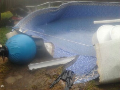 torn above ground pool liner